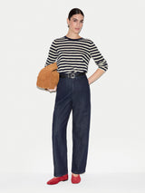 Cotton Stripe Long Sleeve T-shirt | Navy