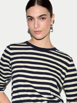 Cotton Stripe Long Sleeve T-shirt | Navy