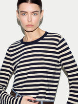 Cotton Slub Stripe Long Sleeve T-shirt | Navy