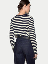 Cotton Stripe Long Sleeve T-shirt | Navy