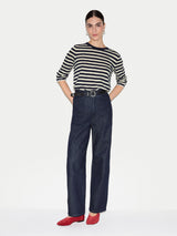 Cotton Stripe Long Sleeve T-shirt | Navy