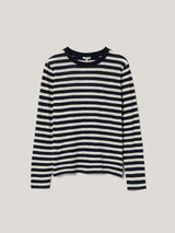 Cotton Stripe Long Sleeve T-shirt | Navy
