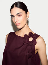 Flower Applique Cotton Top | Burgundy