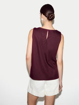 Flower Applique Cotton Top | Burgundy