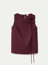 Flower Applique Cotton Top | Burgundy