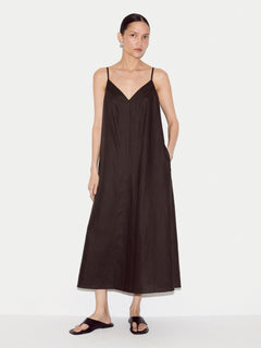 Linen Strappy Sundress | Brown