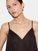 Linen Strappy Sundress | Brown