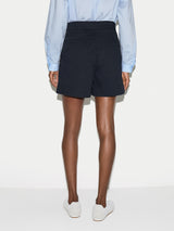 Cotton Pleat Front Chino Short | Navy