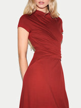 Cap Sleeve Drape Dress | Red