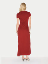 Cap Sleeve Drape Dress | Red