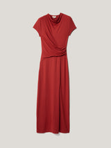 Cap Sleeve Drape Dress | Red