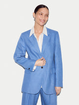 Linen Notch Lapel Blazer | Blue