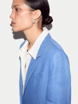 Linen Notch Lapel Blazer | Blue