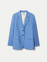 Linen Notch Lapel Blazer | Blue
