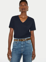 Supima Cotton V Neck T-shirt | Navy