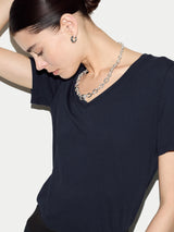 Supima Cotton V Neck T-shirt | Navy