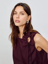 Flower Applique Cotton Top | Burgundy